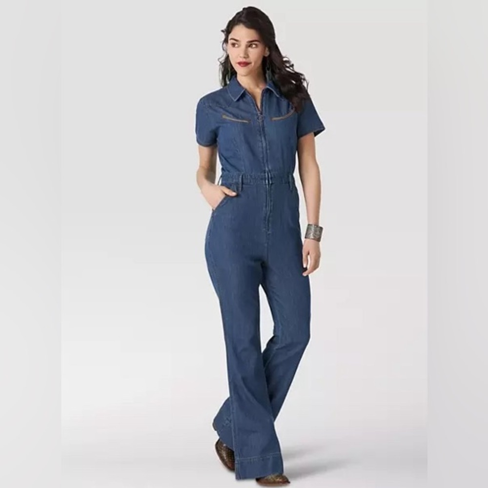 Wrangler short sleeve denim jumpsuit